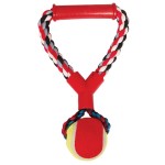 0105XJ Игрушка для собак, верёвка с ручкой, мяч, 250мм
