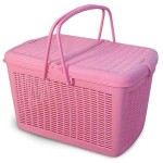 1005-3 Переноска пластиковая для кошек квадратная малая (розовая), 410*310*240мм